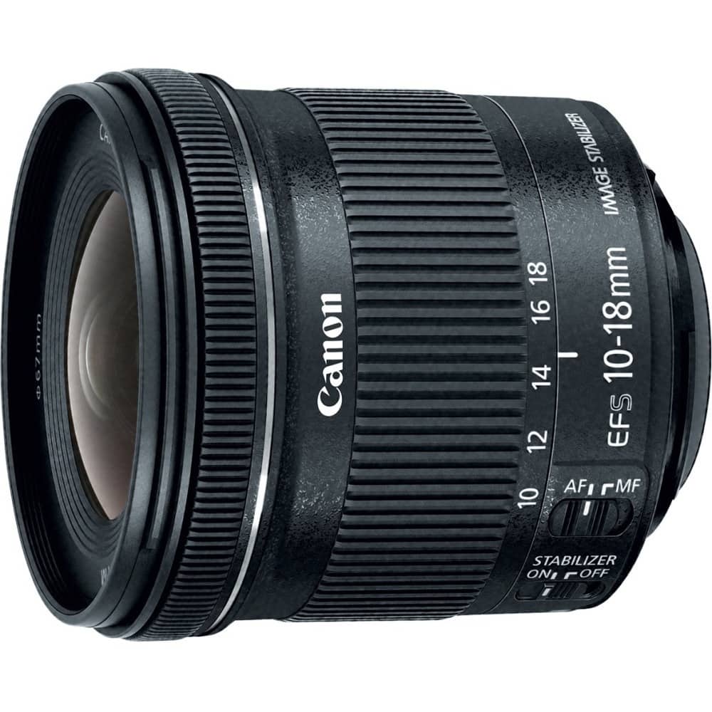 Front. Canon - EF-S10-18mm F4.5-5.6 IS STM Ultra-Wide Zoom Lens for EOS DSLR Cameras - Black.