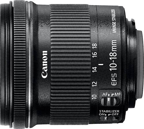 Alt View 1. Canon - EF-S10-18mm F4.5-5.6 IS STM Ultra-Wide Zoom Lens for EOS DSLR Cameras - Black.