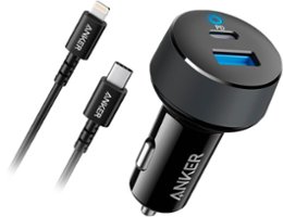 Anker - PowerDrive 30W Apple MFi Certified Vehicle Charger - Black - Front_Zoom