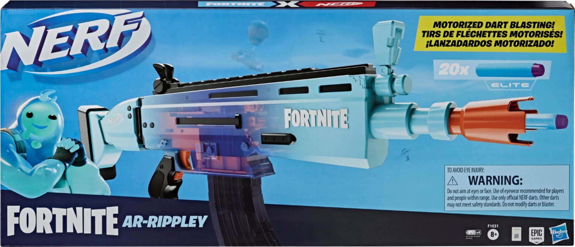 FREE SHIPPING Nerf Fortnite AR-Rippley Motorized Elite DART BLASTER SCAR Gun 