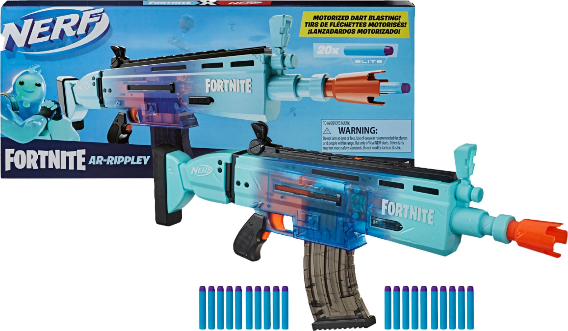 FREE SHIPPING SCAR Gun Nerf Fortnite AR-Rippley Motorized Elite DART BLASTER 