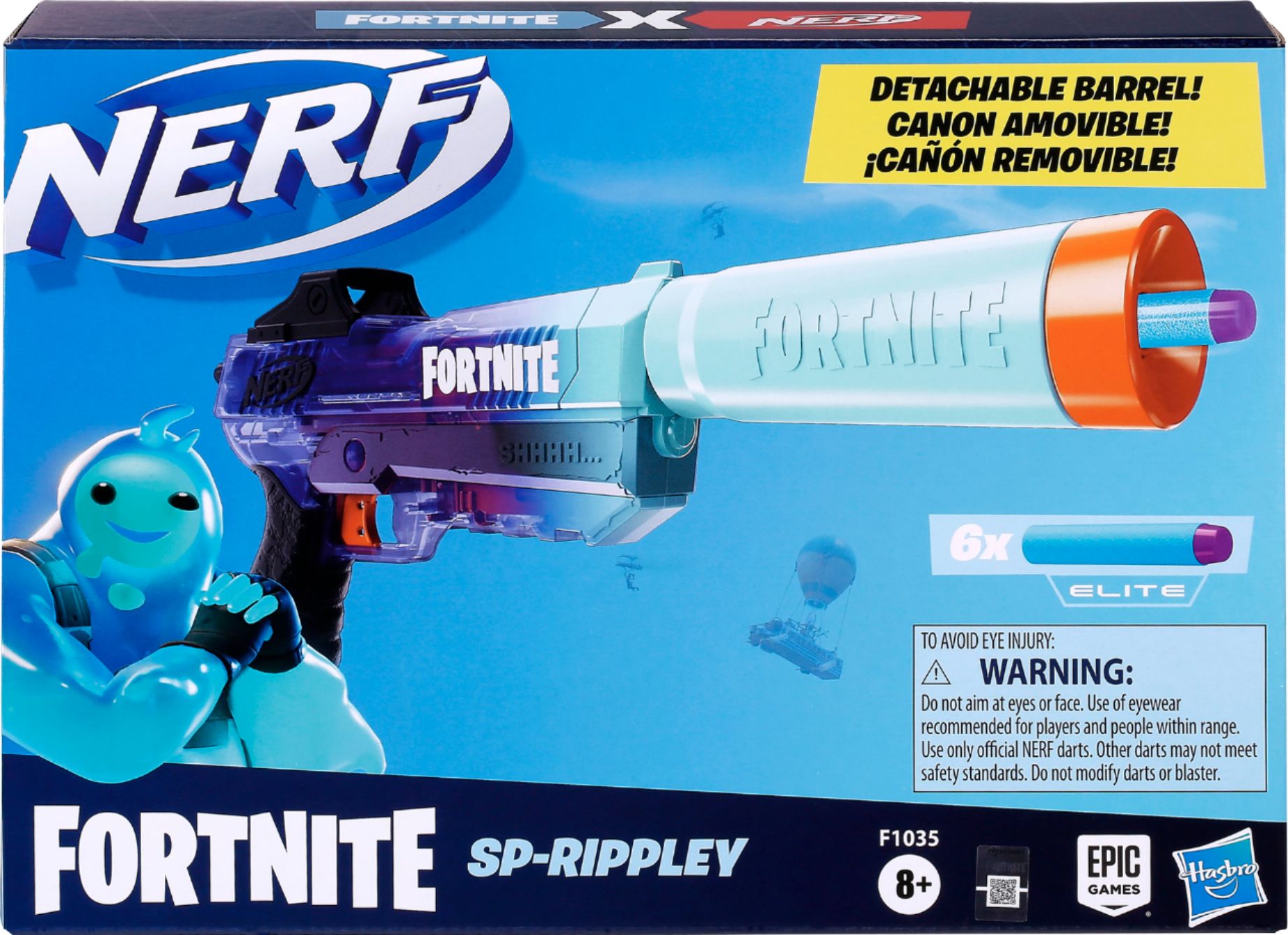 Nerf Fortnite SP-L Pistol SHHH Blaster Gun Silencer Tested Great Condition