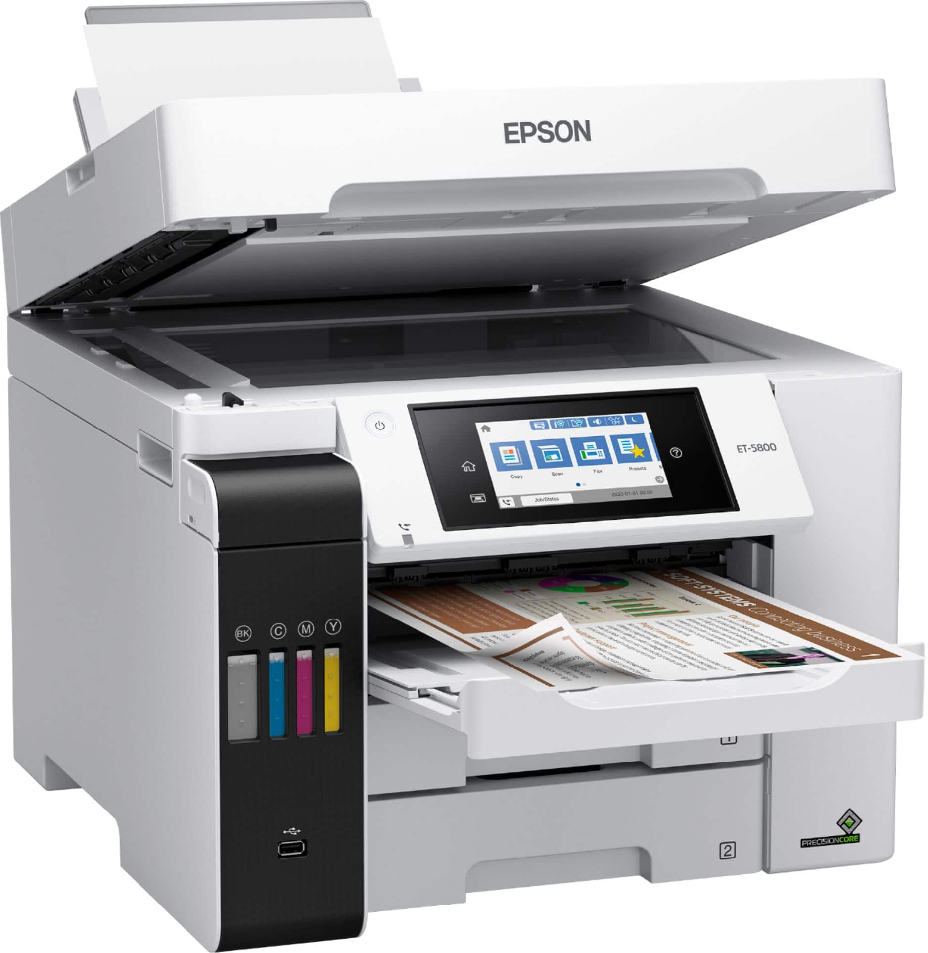 Alt View 13. Epson - EcoTank Pro ET-5800 Wireless All-In-One Inkjet Printer - White.