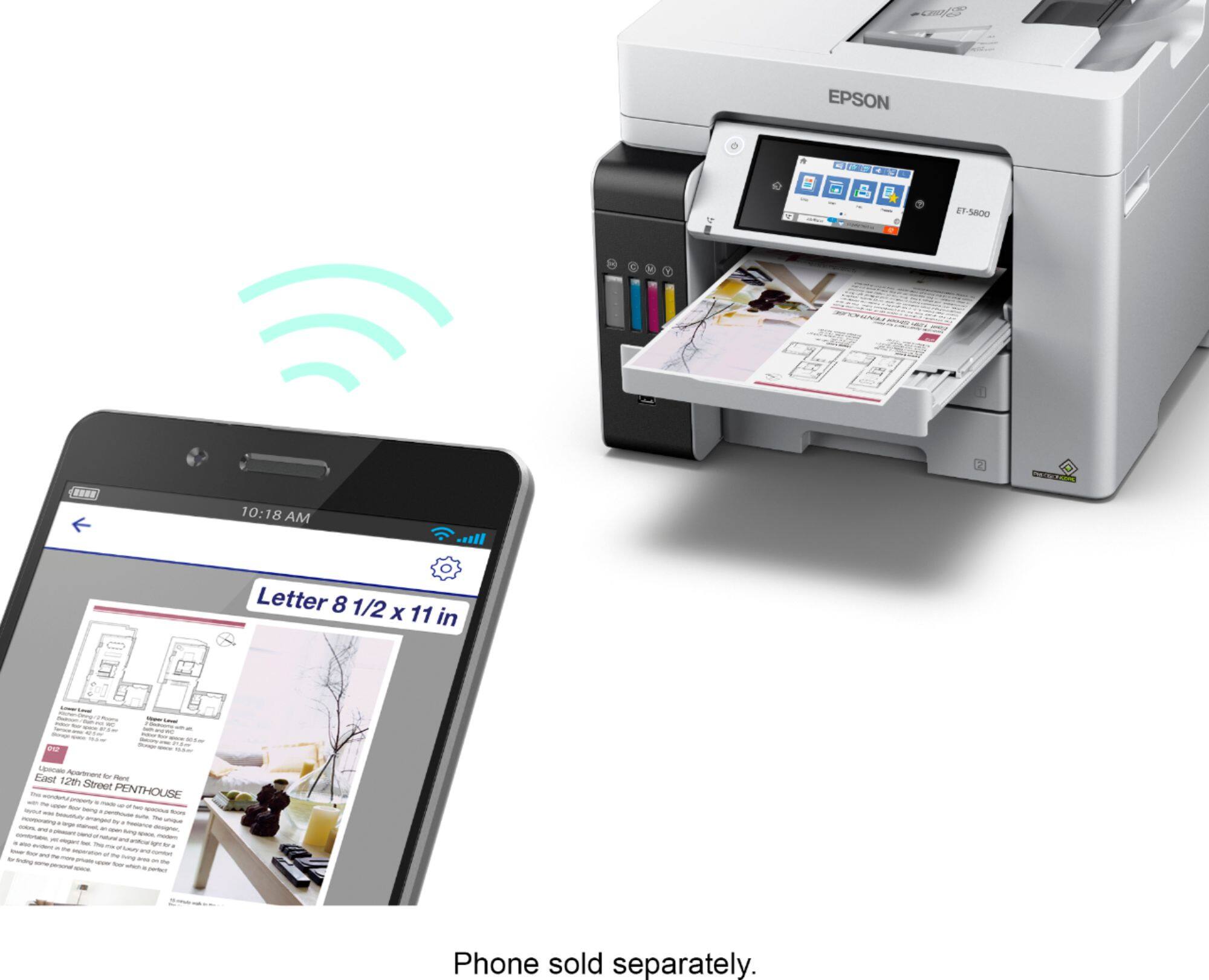 Alt View 18. Epson - EcoTank Pro ET-5800 Wireless All-In-One Inkjet Printer - White.