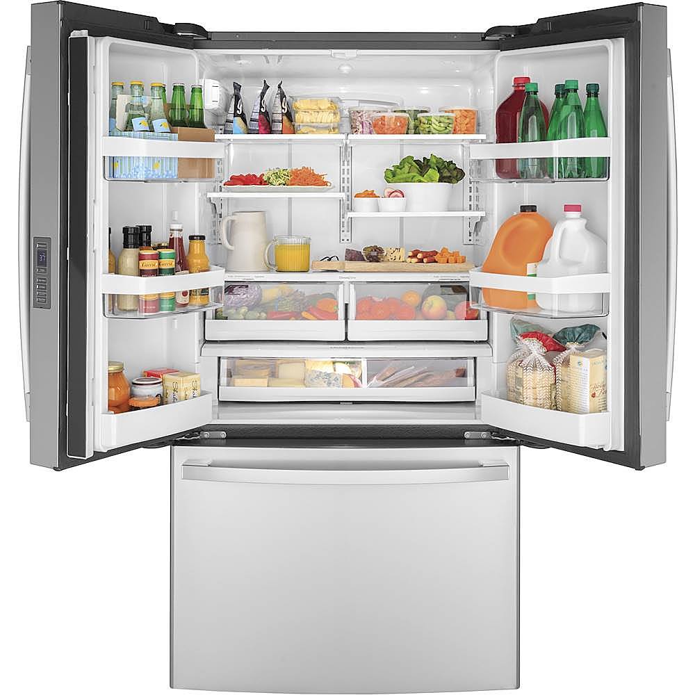 Alt View 1. GE - 23.1 Cu. Ft. French Door Counter-Depth Refrigerator - Stainless steel.