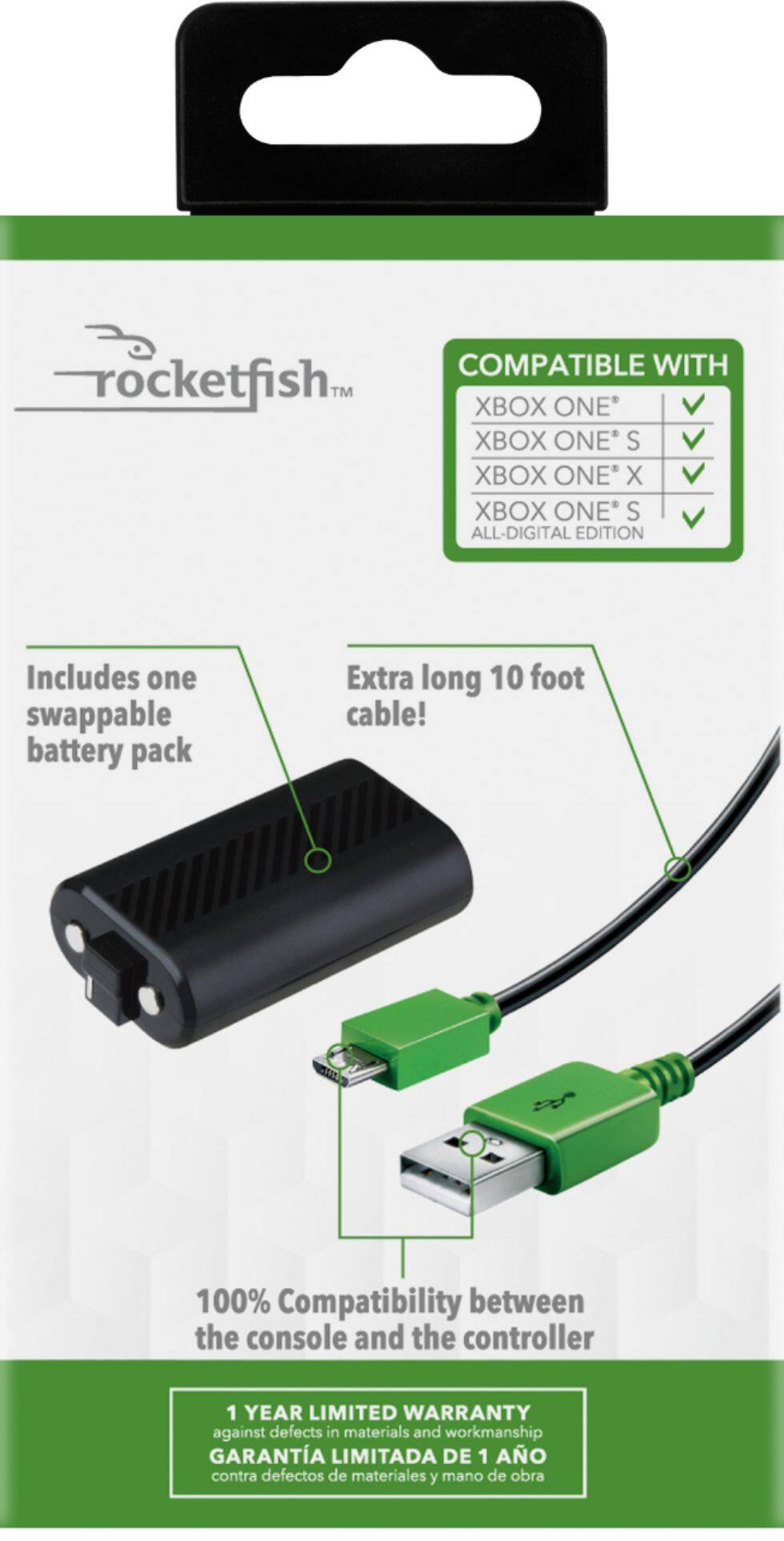 Alt View 11. Rocketfish™ - Play + Charge Kit for Xbox One - Black/Green.