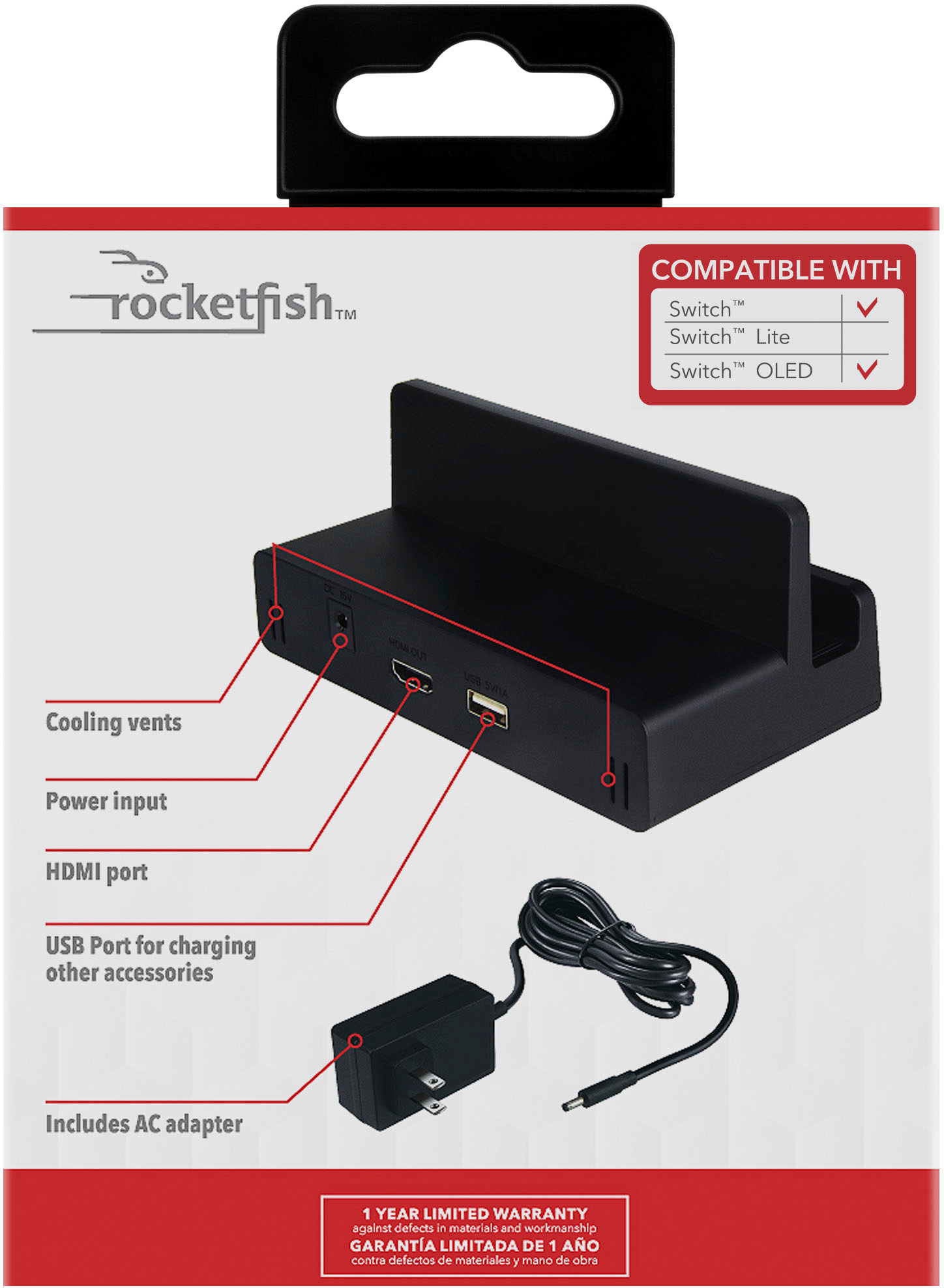 Rocketfish™ TV Dock Kit For Nintendo Switch & Switch OLED Black RF-NSDKHU - Best  Buy