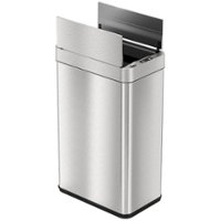 iTouchless - 13 Gallon Touchless Sensor Wings Lid Trash Can with Pet-Proof Lid and AbsorbX Odor Control, Stainless Steel Kitchen Bin - Silver - Angle_Zoom