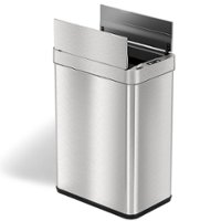 iTouchless - 13 Gallon Touchless Sensor Wings Lid Trash Can with Pet-Proof Lid and AbsorbX Odor Control, Stainless Steel Kitchen Bin - Silver - Angle_Zoom