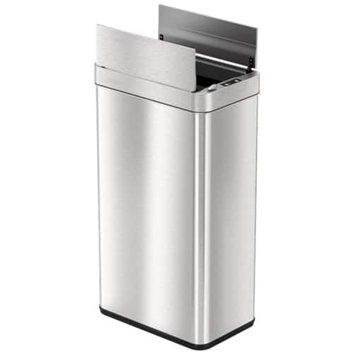 iTouchless - 18 Gallon Touchless Sensor Wings Lid Trash Can with Pet-Proof Lid and AbsorbX Odor Control, Stainless Steel Kitchen Bin - Silver - Angle_Zoom