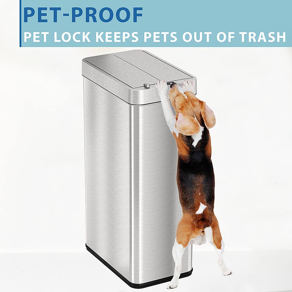 Alt View 12. iTouchless - 18 Gallon Touchless Sensor Wings Lid Trash Can with Pet-Proof Lid and AbsorbX Odor Control, Stainless Steel Kitchen Bin - Silver.