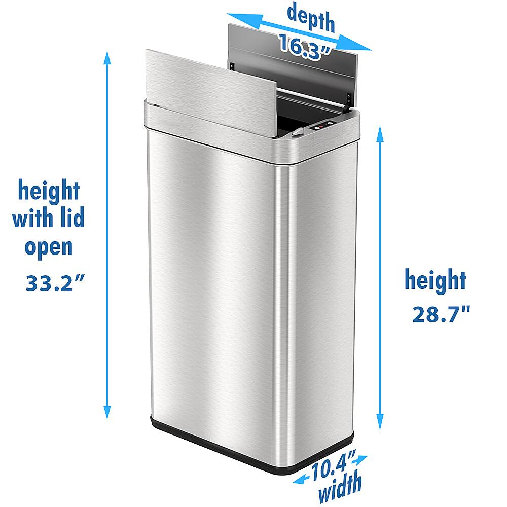 Alt View 14. iTouchless - 18 Gallon Touchless Sensor Wings Lid Trash Can with Pet-Proof Lid and AbsorbX Odor Control, Stainless Steel Kitchen Bin - Silver.