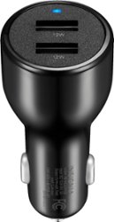 Insignia™ - 24 W Vehicle Charger with 2 USB Ports - Black - Front_Zoom