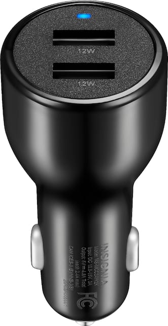 Insignia™ 24 W Vehicle Charger with 2 USB Ports Black NS ...