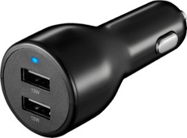 Insignia™ - 24W Dual USB Port Vehicle Charger - Black - Front_Zoom