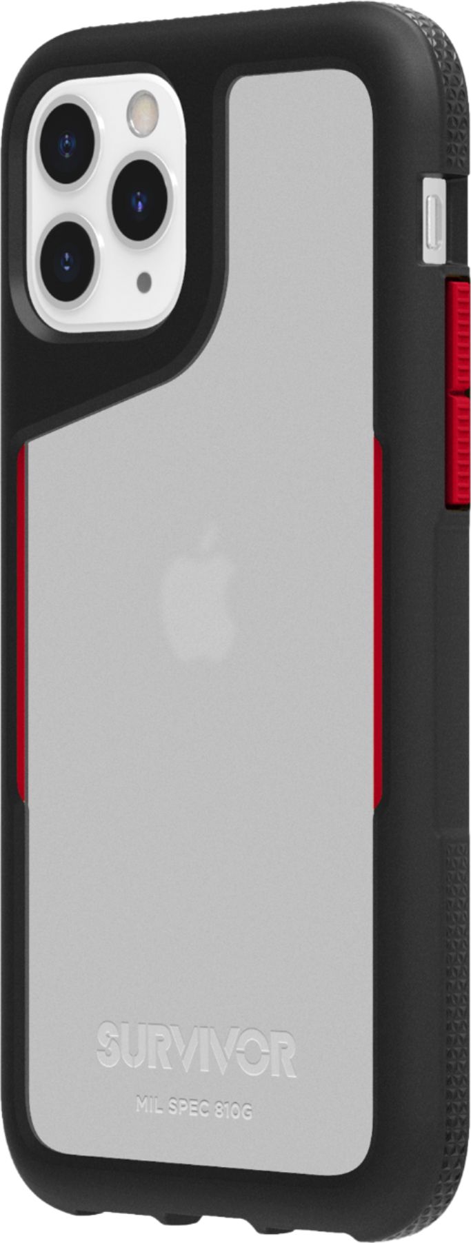 Left View: Griffin Technology - Survivor Endurance Case for Apple® iPhone® 11 Pro - Black/Red