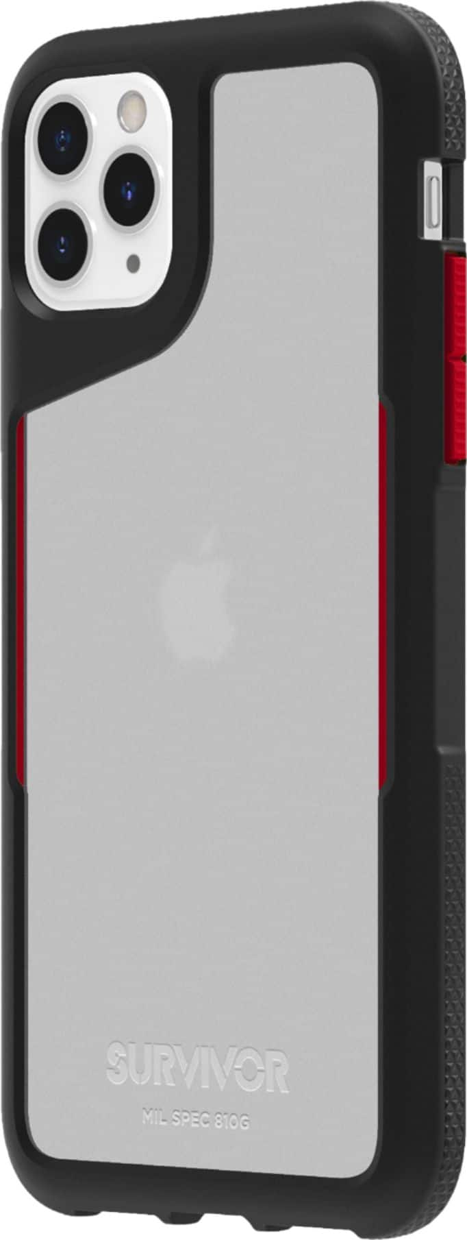 Angle View: Griffin Technology - Survivor Endurance Case for Apple® iPhone® 11 Pro Max - Black/Red