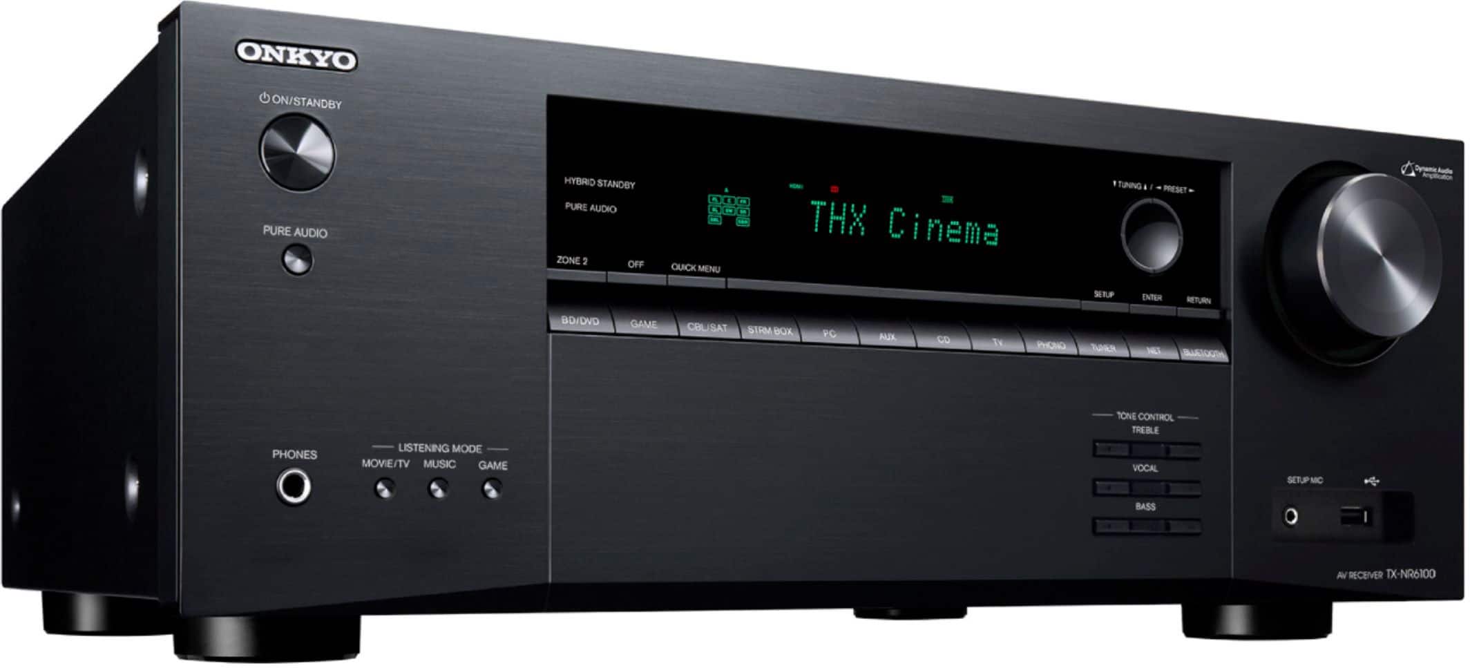 Angle. Onkyo - TX-NR6100 7.2 Channel THX Certified Network A/V Receiver - Black.