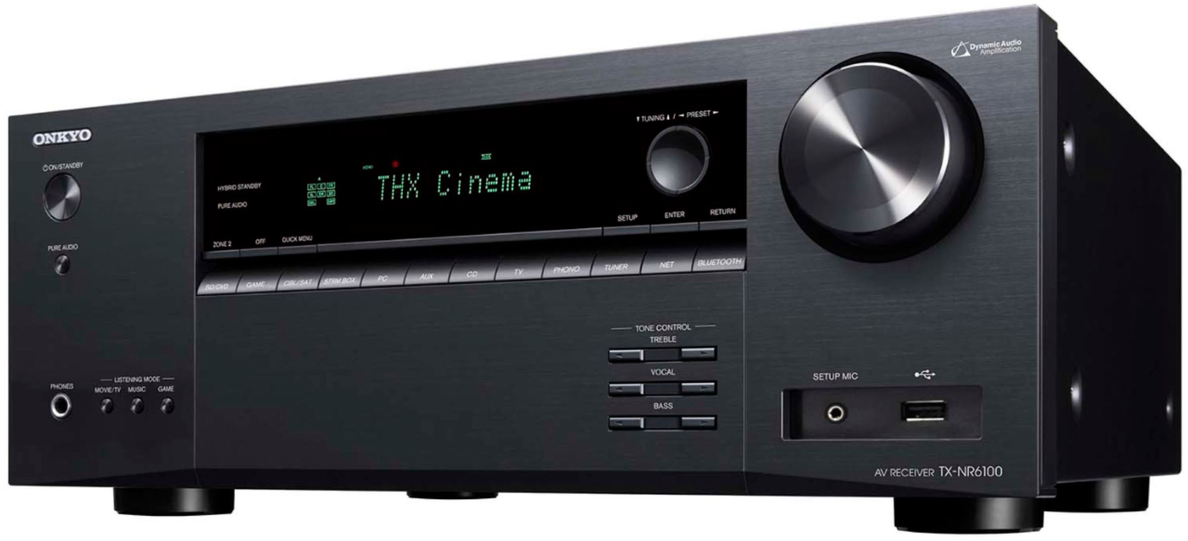 Left View: Onkyo - TX-NR5100 80W 7.2-Ch. with Dolby Atmos Home Theater and Gaming AV Receiver with Alexa Compatible - Black