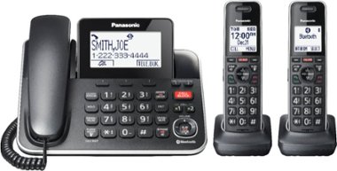 Panasonic - KX-TGF882B Link2Cell DECT 6.0 Expandable Corded/Cordless Phone with Digital Answering System and Smart Call Blocker - Black - Angle_Zoom