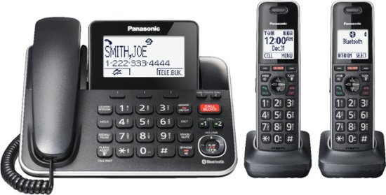Angle. Panasonic - KX-TGF882B Link2Cell DECT 6.0 Expandable Corded/Cordless Phone with Digital Answering System and Smart Call Blocker - Black.