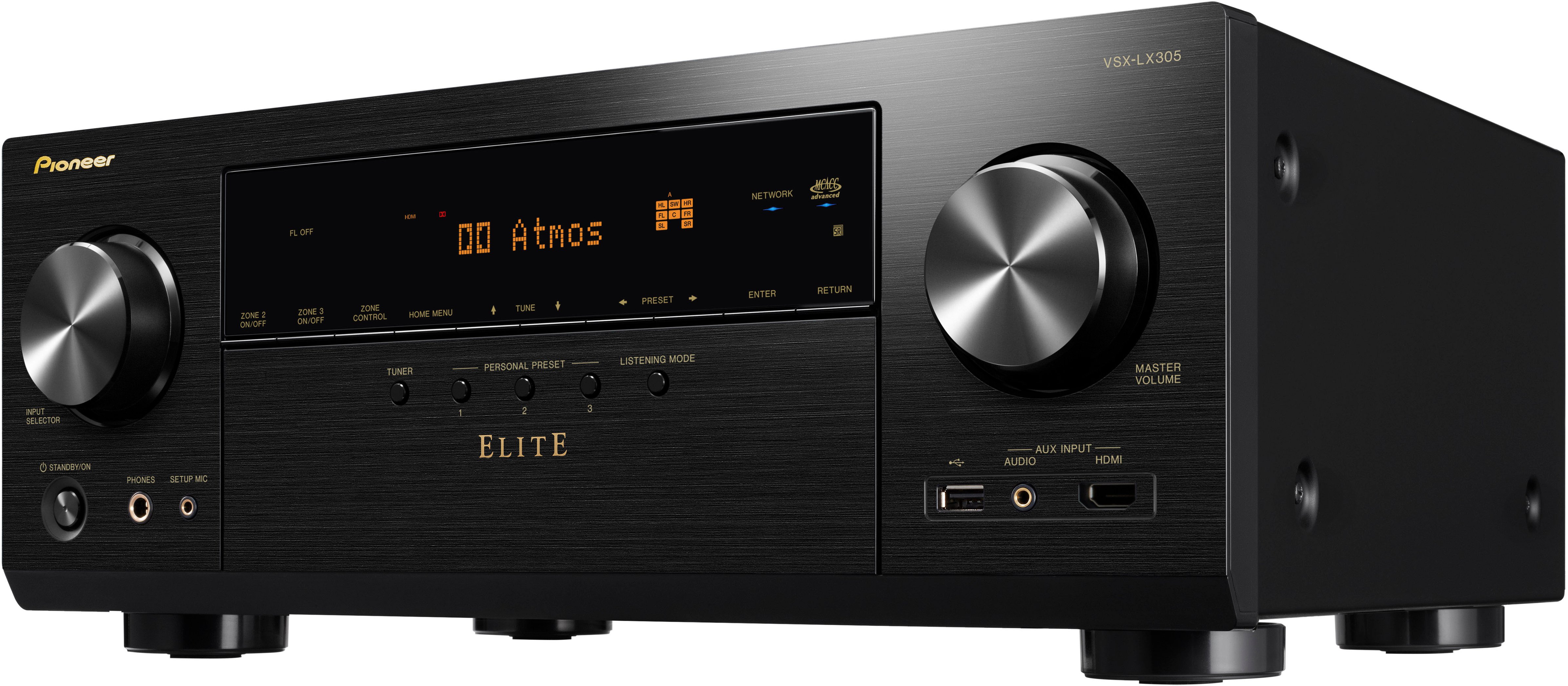 Left View: Arcam - FMJ 420W 7.1.4-Ch. Network-Ready 4K Ultra HD and 3D Pass-Through A/V Home Theater Receiver - Black