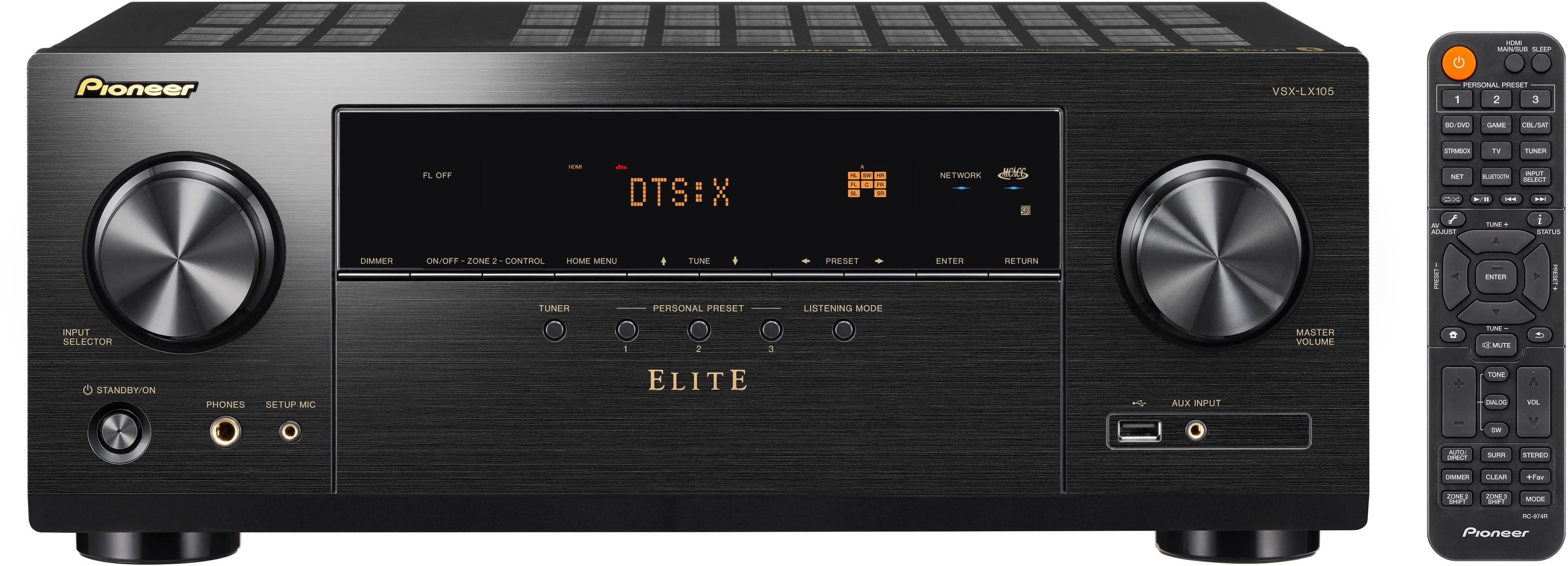 Pioneer Elite - VSX-LX105 7.2 Channel Network AV Receiver - Black - Front_Zoom