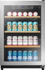 Insignia™ - 130-Can Beverage Cooler - Silver - Front_Standard