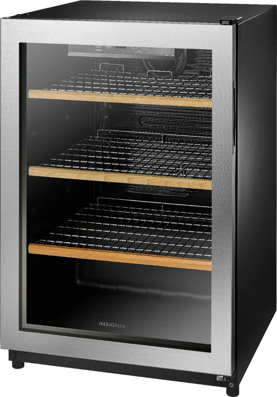 Left. Insignia™ - 130-Can Beverage Cooler - Silver.