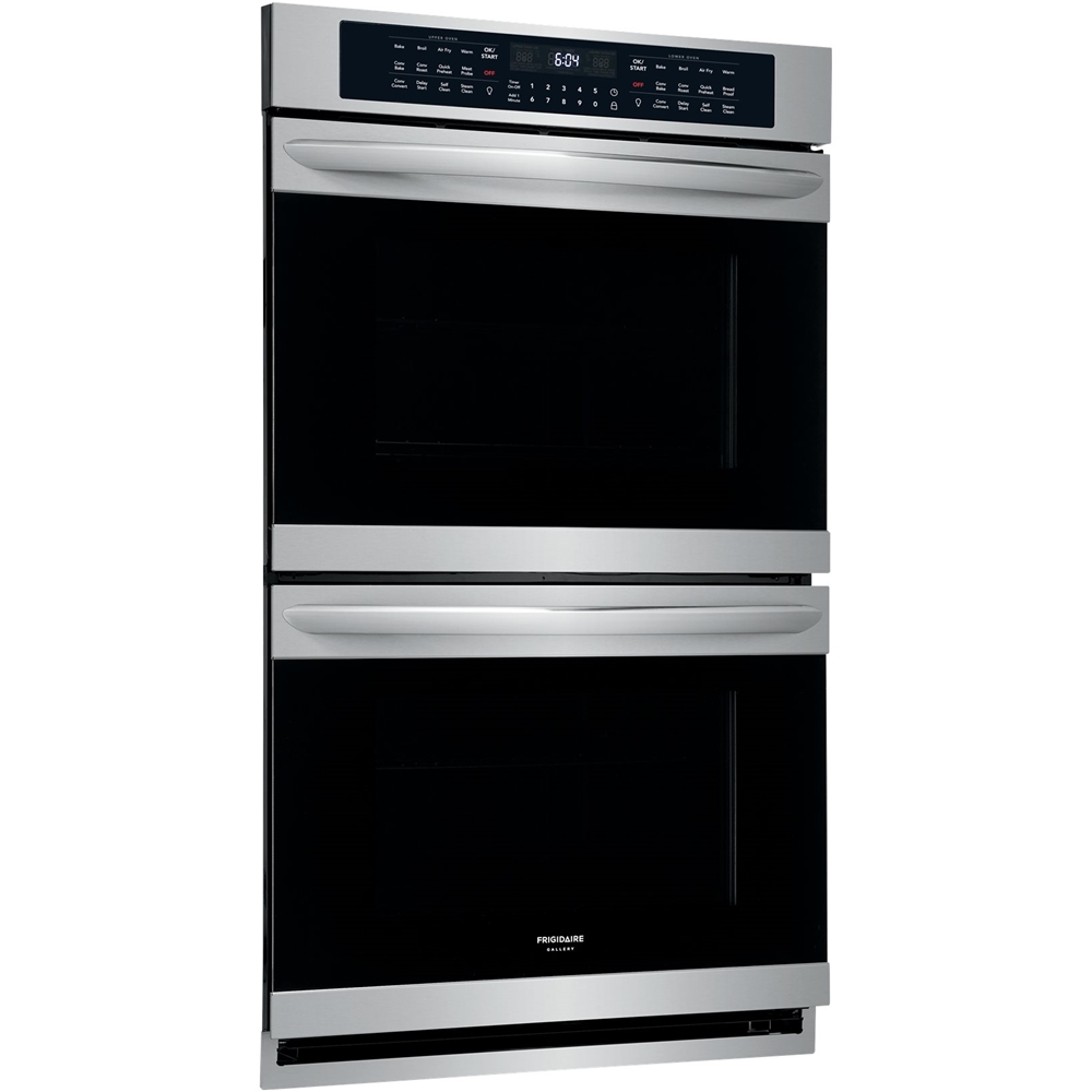 Left View: Wolf - M Series Contemporary 30" Built-In Double Electric Convection Wall Oven - Stainless steel