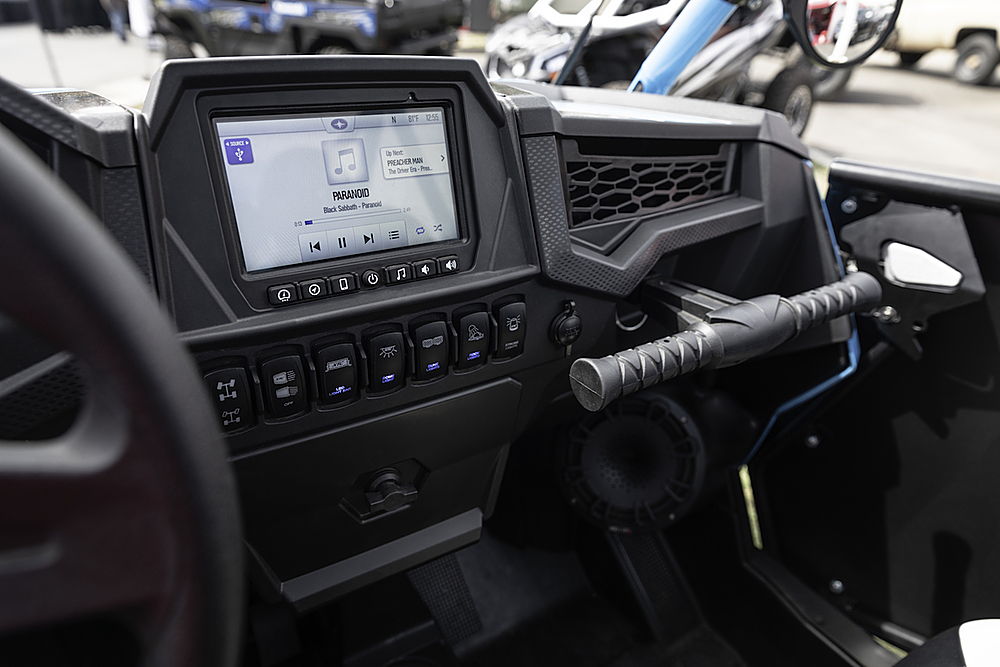 Left View: MB Quart - Polaris RZR (2014-current) 2 Speaker 400W Stage 2 Audio System - Integrates with Ride Command - Black