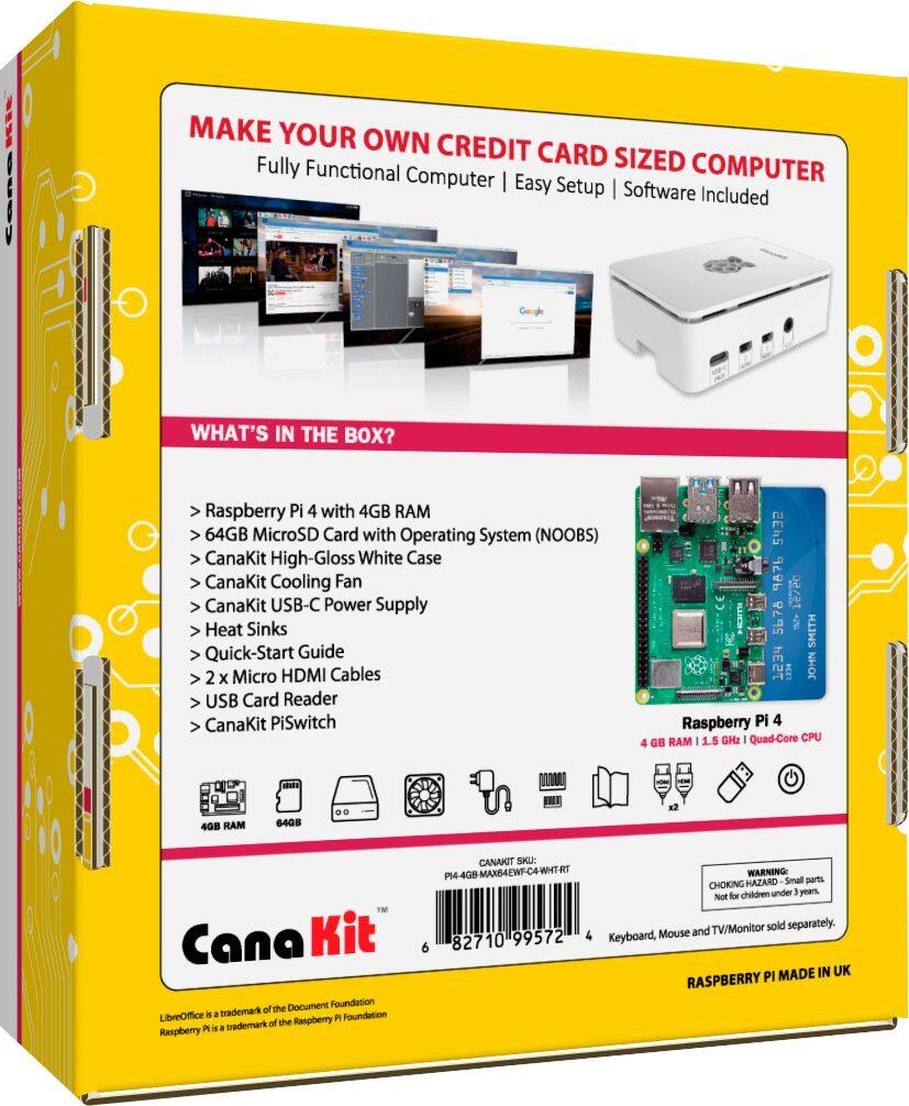Buy CanaKit Raspberry Pi 4 Starter MAX Kit 4GB RAM White PI4-4GB 