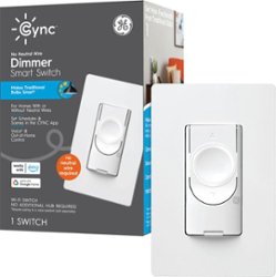 GE - CYNC Dimmer Smart Switch, No Neutral Wire Required, Bluetooth and 2.4GHz Wifi (Packing May Vary) - White - Front_Zoom