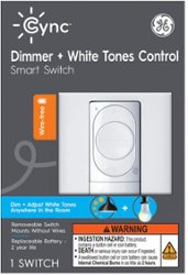 GE - CYNC Dimmer Smart Switch, Wire-Free, Dimmer + White Tones Control with Bluetooth (Packaging May Vary) - White - Front_Zoom