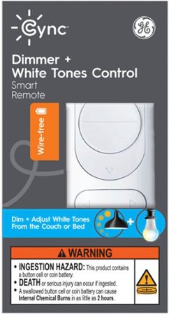 GE - CYNC Smart Dimmer Remote + White Tones Control, Bluetooth, Battery Powered (Packing May Vary) - White