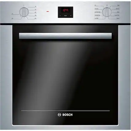 Front. Bosch - 500 Series 24" Built-In Single Electric Convection Wall Oven - Stainless steel.