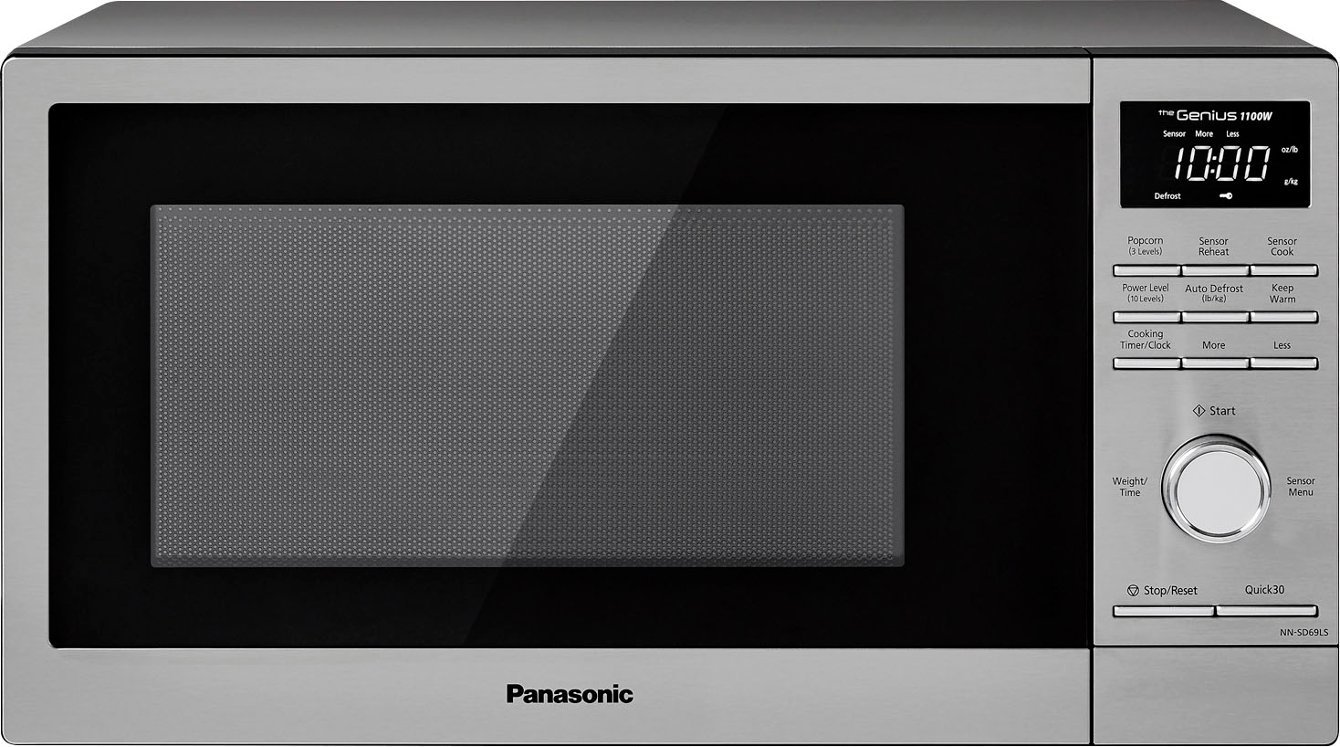Zoom in on Front Zoom. Panasonic - 1.3 Cu. Ft. 1100 Watt SD69LS Microwave with Sensor Cooking - Stainless steel.