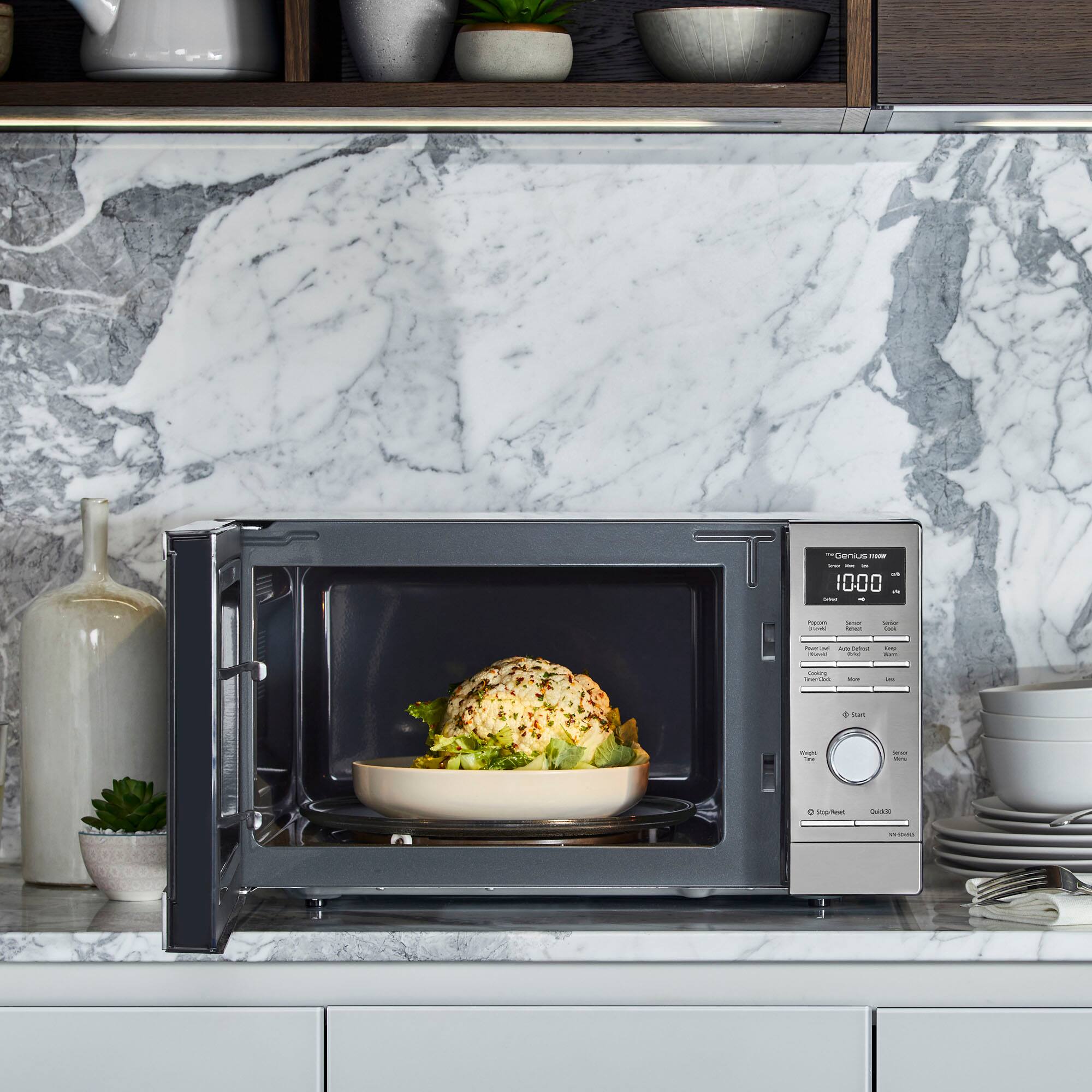 Alt View 13. Panasonic - 1.3 Cu. Ft. 1100 Watt SD69LS Microwave with Sensor Cooking - Stainless Steel.