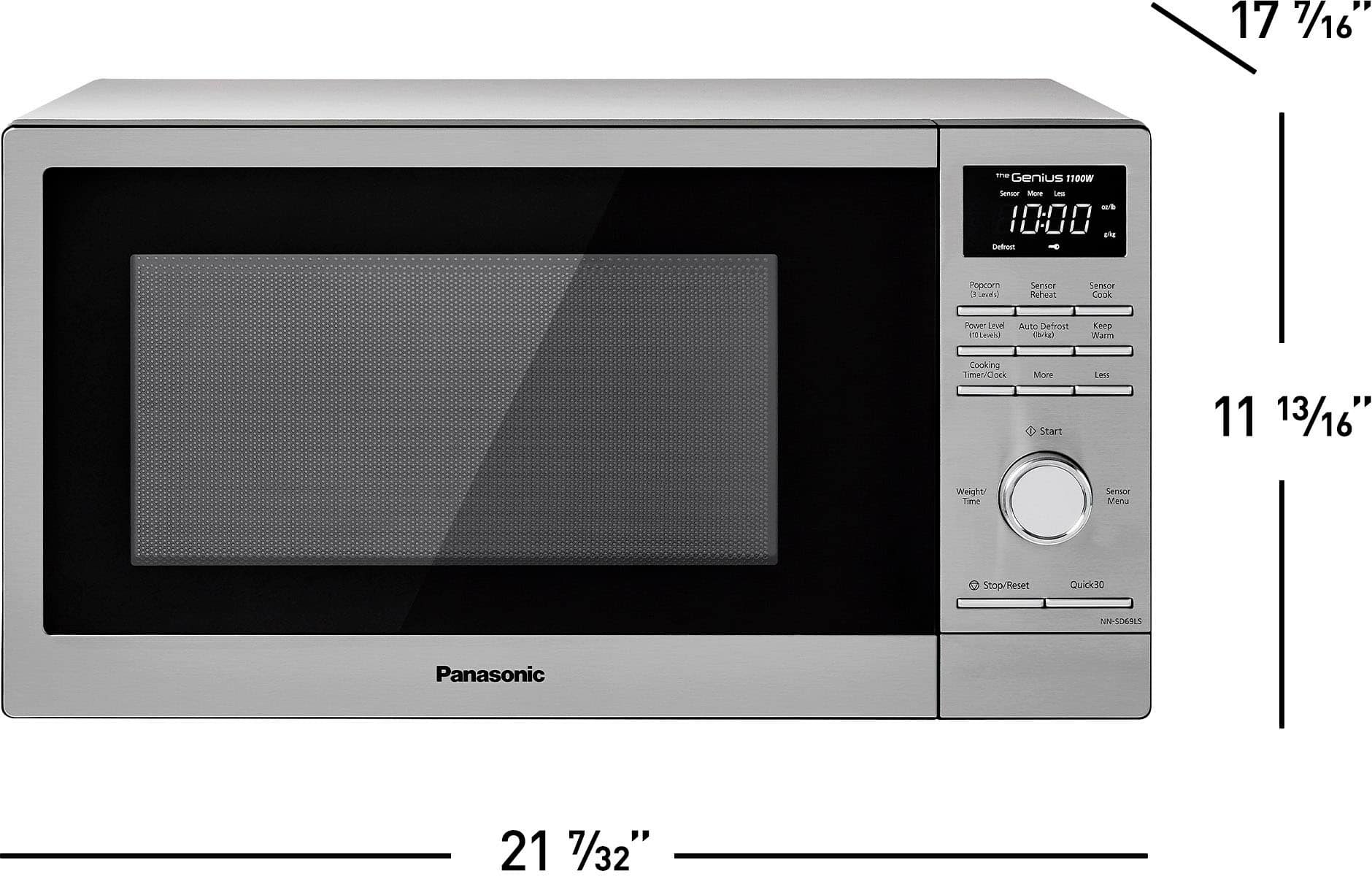 Angle. Panasonic - 1.3 Cu. Ft. 1100 Watt SD69LS Microwave with Sensor Cooking - Stainless Steel.