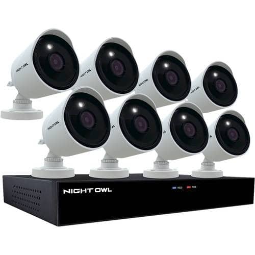Night Owl - 8 Channel 8 Camera 4K Ultra HD Indoor/Outdoor Wired DVR Surveillance System with 2TB Hard Drive - Black/White
