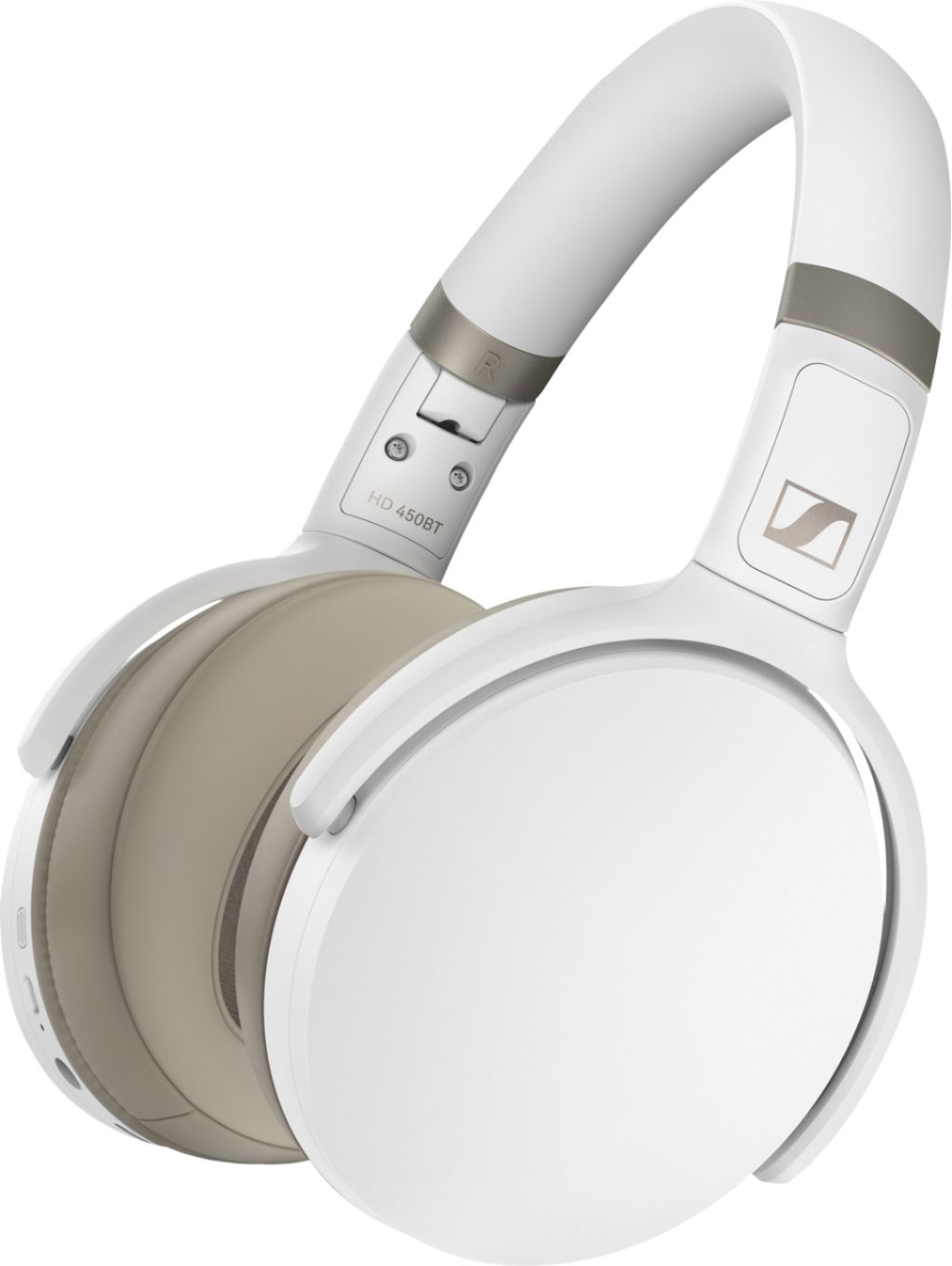 Angle View: Sennheiser - HD 450BT Wireless Noise Cancelling Over-the-Ear Headphones - White