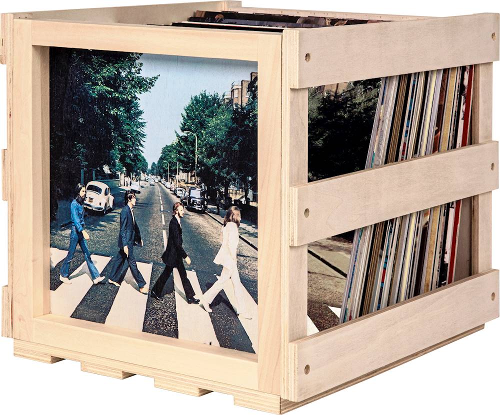 Left View: Crosley - Stackable Record Storage Crate - Abbey Road