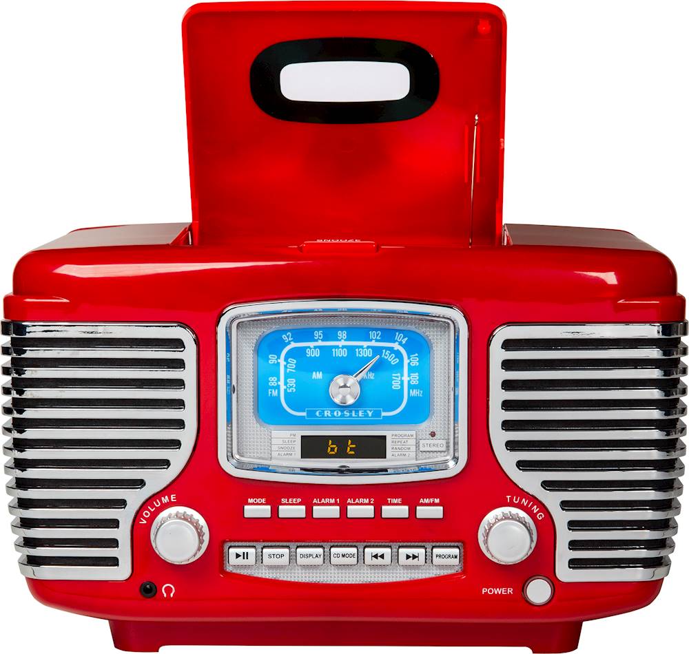 Alarm Clock Radio Red Retro AM FM Portable CD Player 1950s Vintage Style New 