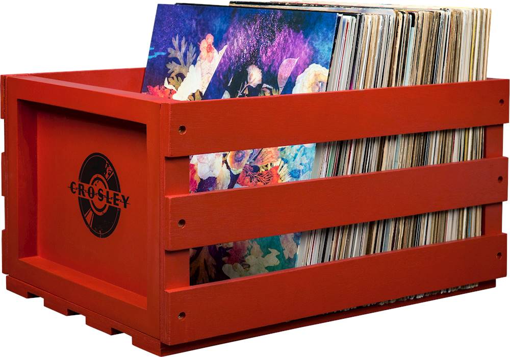 Left View: Crosley - Record Storage Crate - Red
