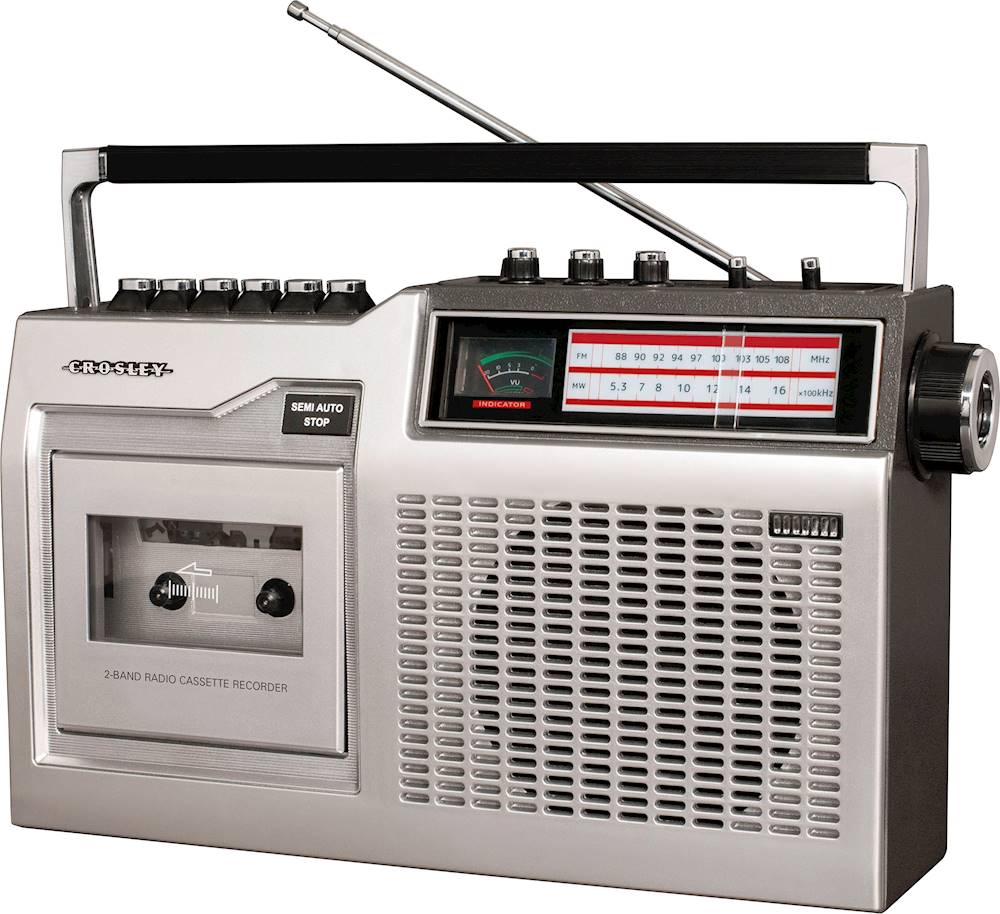 Left View: Crosley - Cassette Player with AM/FM Radio - Silver