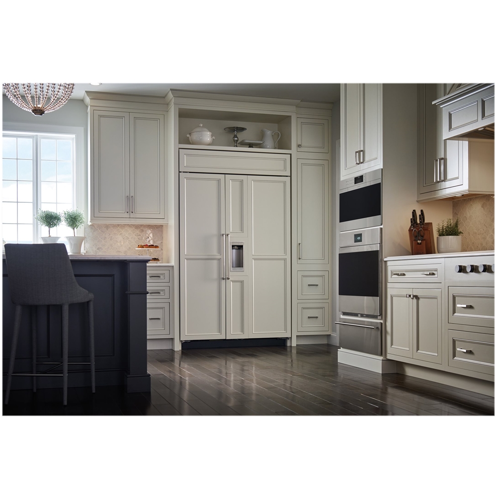 Left View: Sub-Zero - Classic 28.4 Cu. Ft. Side-by-Side Built-In Refrigerator with External Dispenser - Custom Panel Ready
