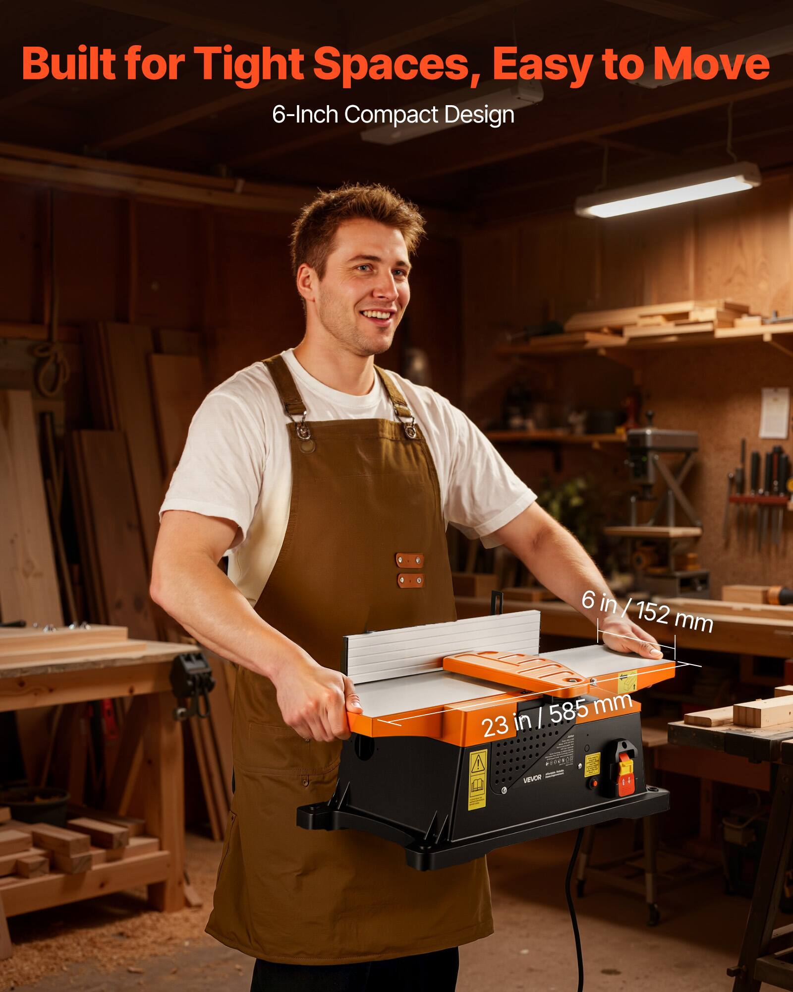 Built for Tight Spaces, Easy to Move  
6-Inch Compact Design  

6 in / 152 mm  
23 in / 585 mm