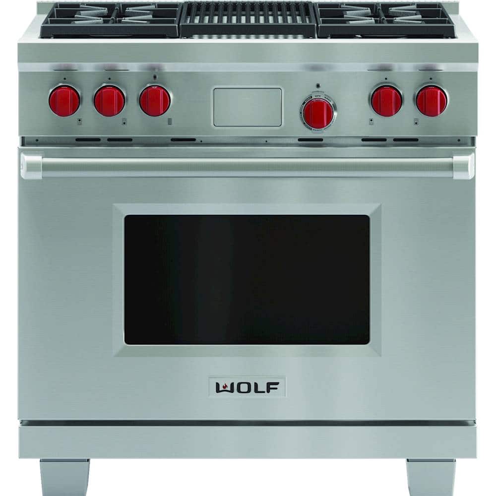 Best Buy Wolf 3.5 Cu. Ft. Freestanding Dual Fuel Convection Range with