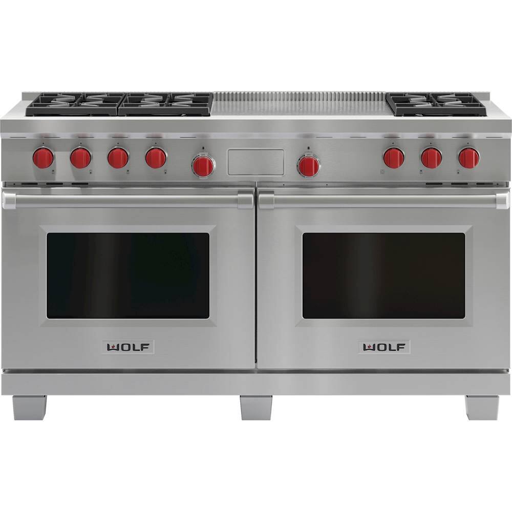 Front. Wolf - 5.6 Cu. Ft. Freestanding Double Oven Dual Fuel Convection Range with Self-Cleaning and French Top.