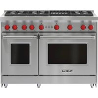 Wolf - 4.5 Cu. Ft. Freestanding Double Oven Gas Convection Range with Infrared Charbroiler - Front_Zoom